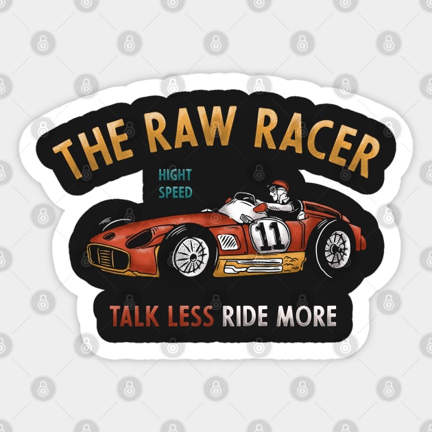 The Raw Racer Vintage Illustration Sticker by Merchsides